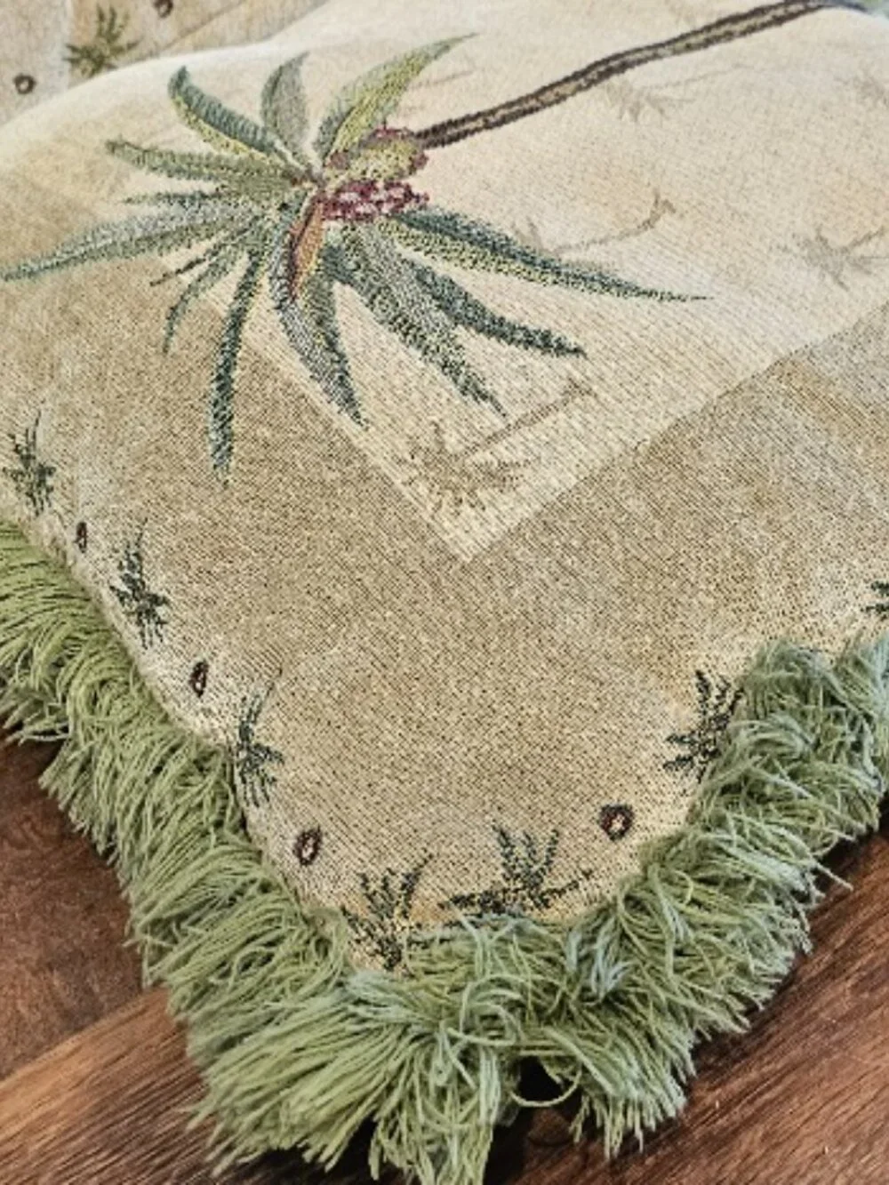 2 Soft Chenille Decor Pillow Pillows Palm Tree Tropical Coconut Beach Sea Ocean